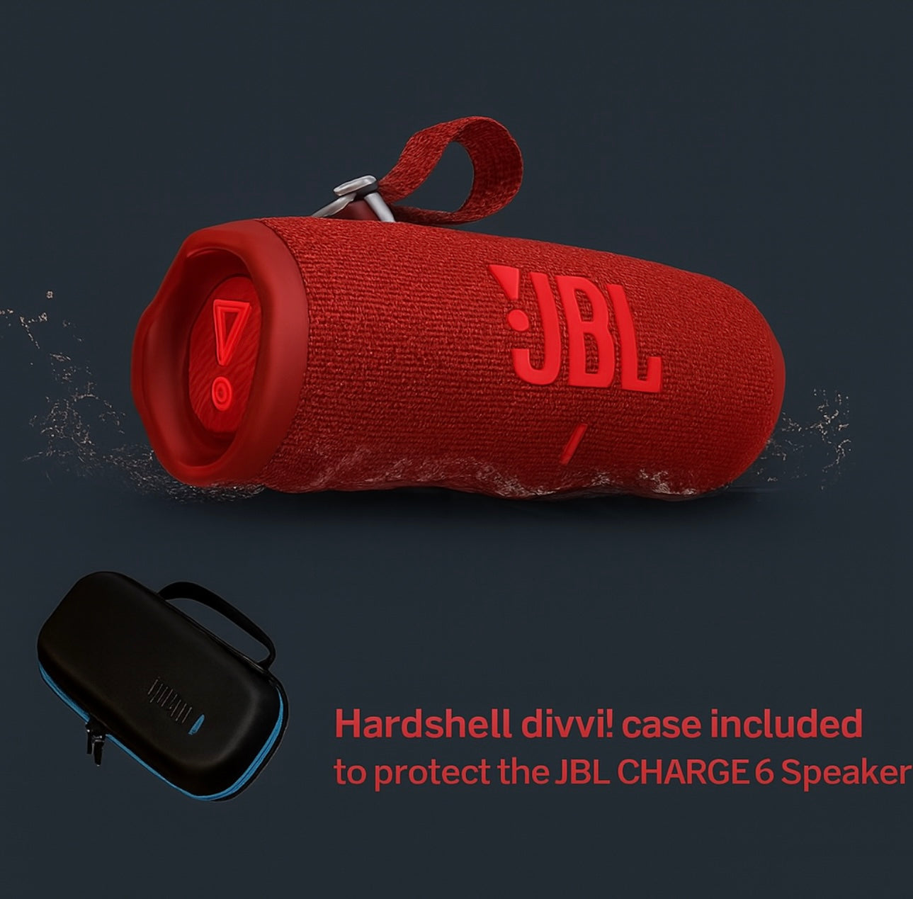 JBL Charge 6 Portable Bluetooth Speaker + divvi! Protective Hardshell Case Bundle – Waterproof, Powerful Bass, Travel-Ready