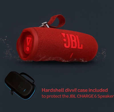 JBL Charge 6 Portable Bluetooth Speaker + divvi! Protective Hardshell Case Bundle – Waterproof, Powerful Bass, Travel-Ready