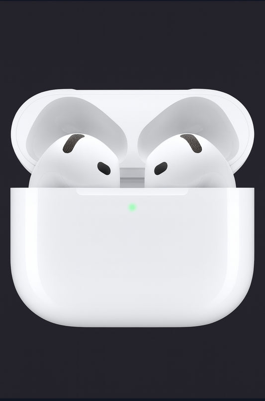 Auriculares inalámbricos Apple AirPods 4 con Bluetooth, cancelación activa de ruido (ANC), estuche de carga USB-C, chip H2 y audio espacial.