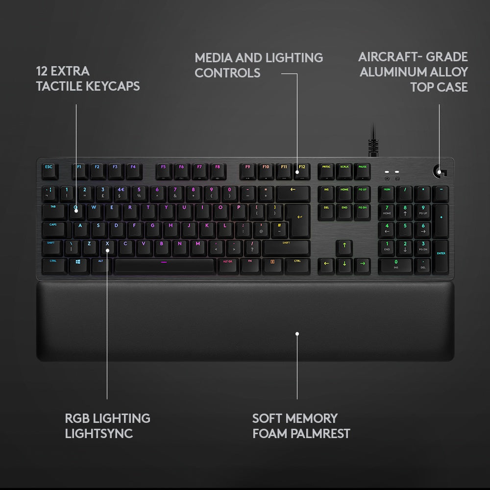 Logitech G513 Carbon RGB Mechanical GAMING KEYBOARD - GX BROWN TACTILE