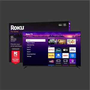 Roku Smart TV – 55-Inch Pro Series 4K QLED,120Hz, Dolby Vision IQ, Wi‑Fi 6, Backlit Voice Remote Pro