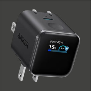 Anker Nano 45W Smart Display USB‑C Charger – GaN Fast Charging, 180° Foldable Plug, Smart Recognition, Built‑In Care Mode, for iPhone 17/16/15