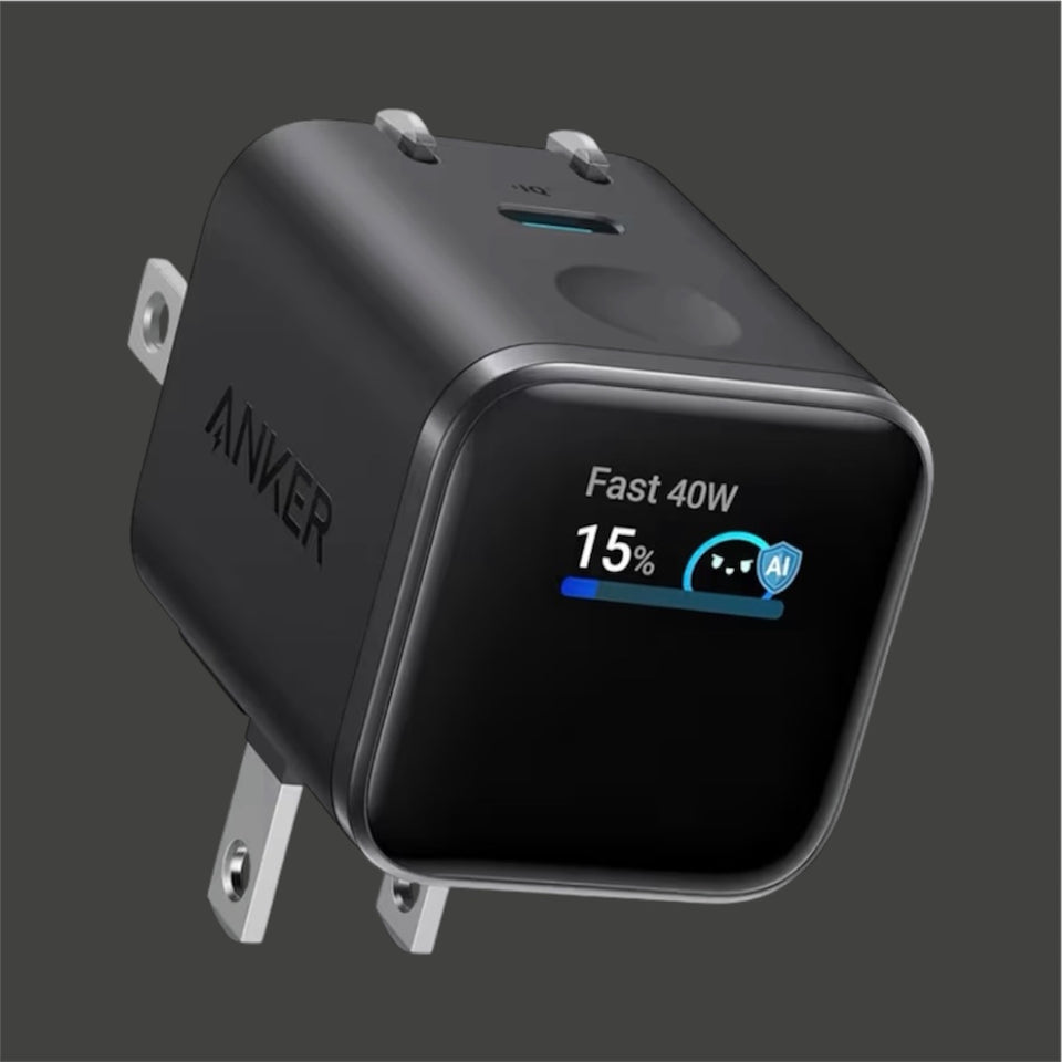 Anker Nano 45W Smart Display USB‑C Charger – GaN Fast Charging, 180° Foldable Plug, Smart Recognition, Built‑In Care Mode, for iPhone 17/16/15